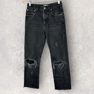 AGOLDE Cherie High Rise Straight Jeans Distortion Black Womens Size 24‎ Revolve